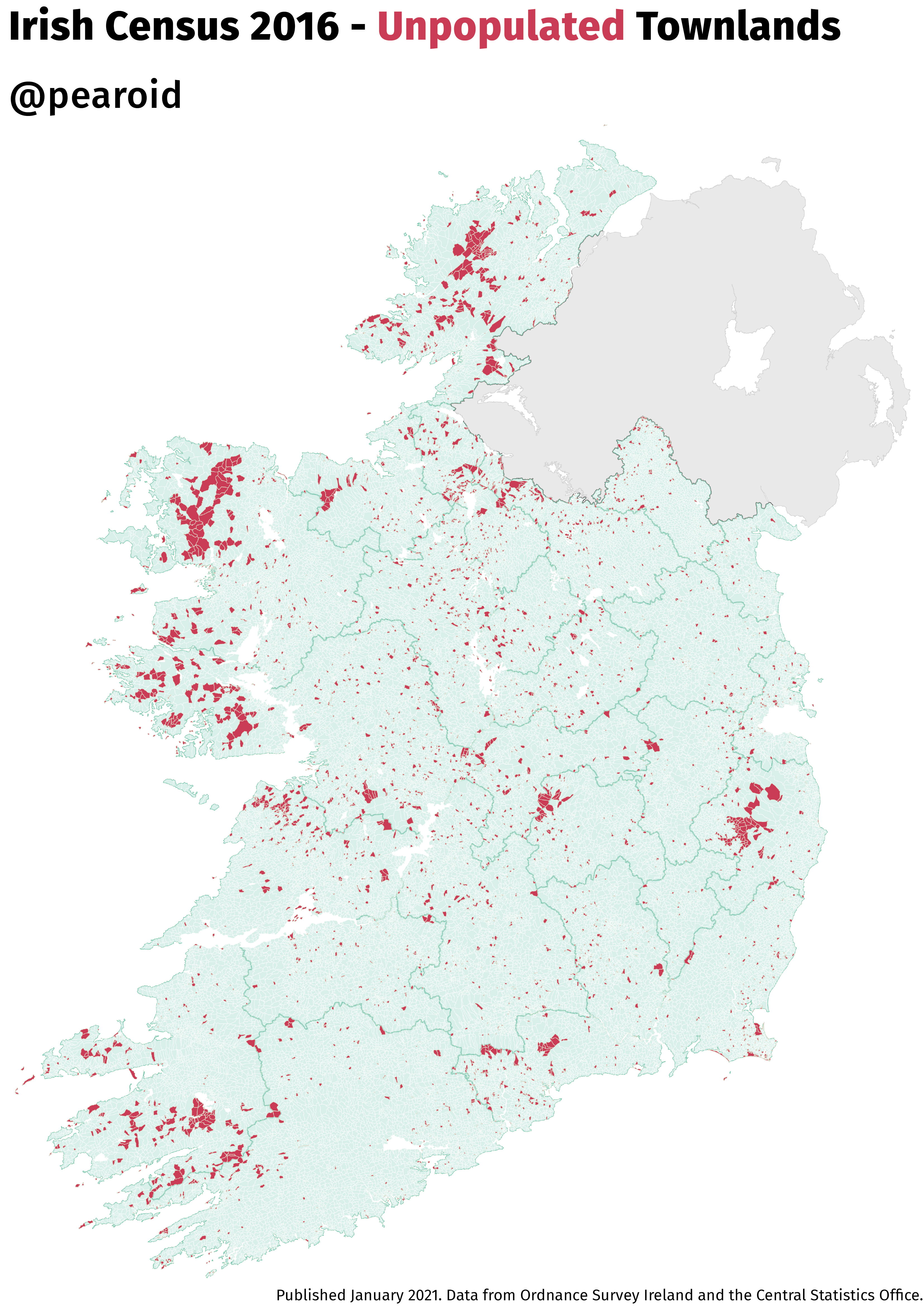 Irish Census 2016 - Unpopulated Townlands