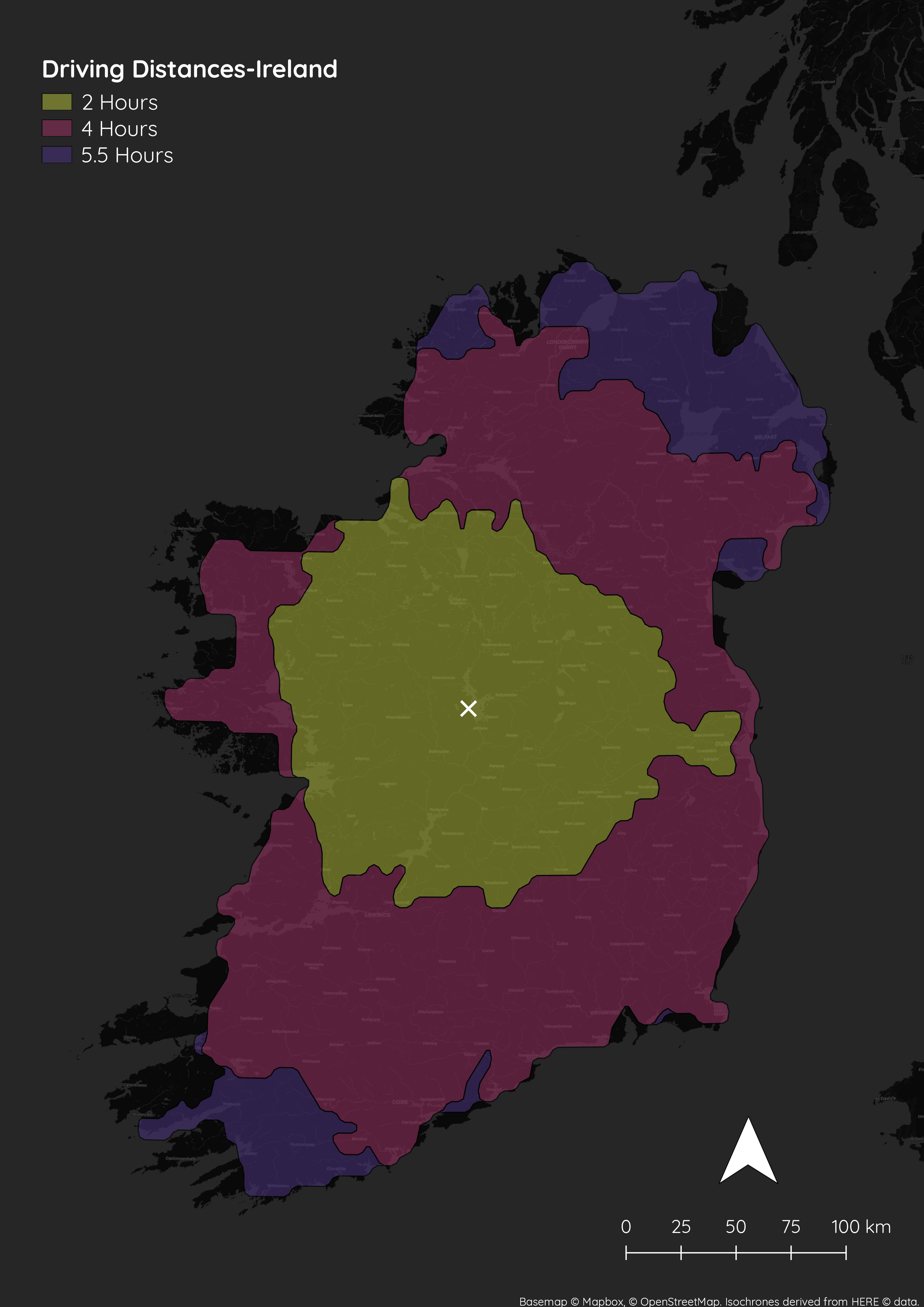 Ireland-Isochrone Map