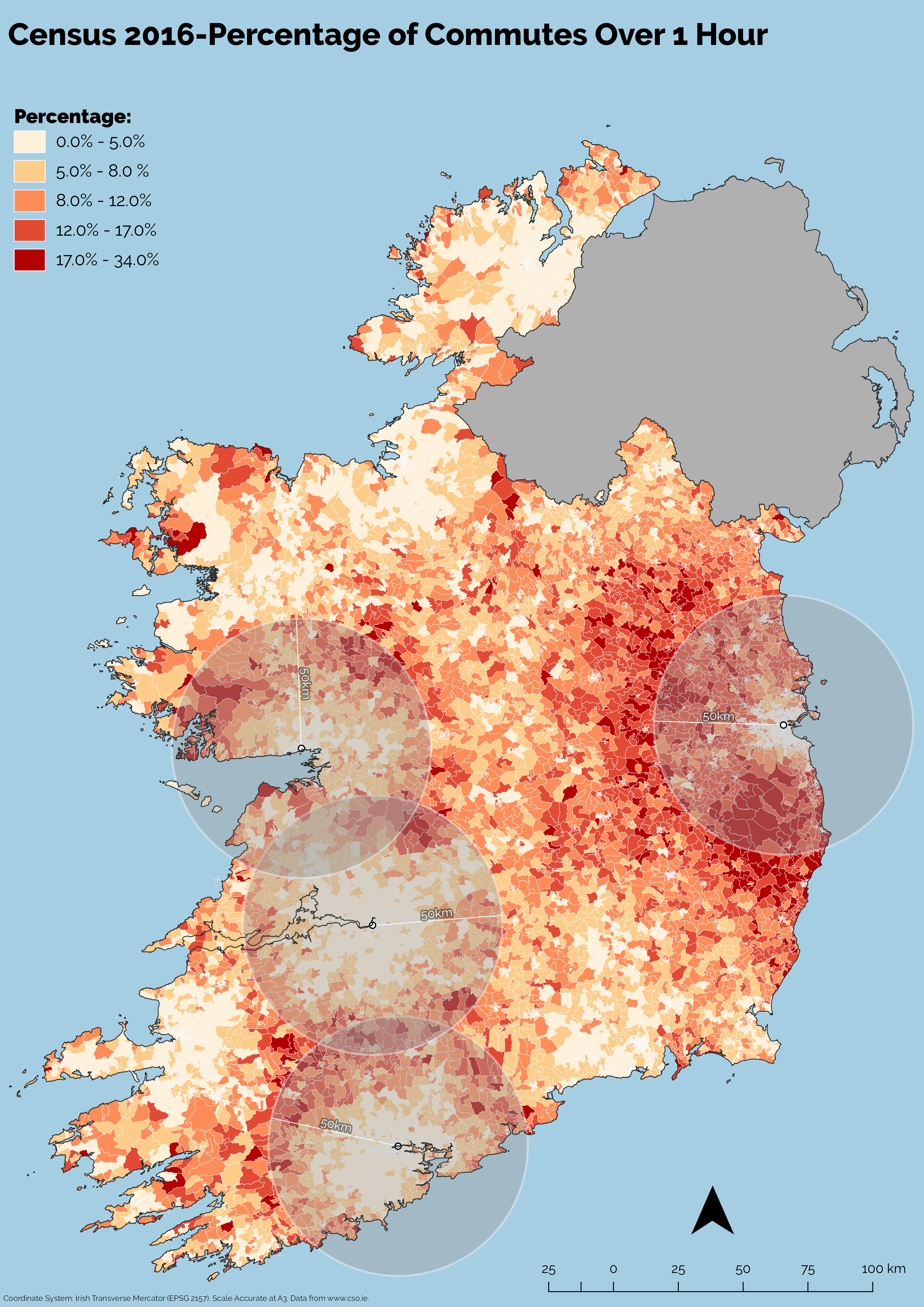 Commuting Time Ireland-Census 2016