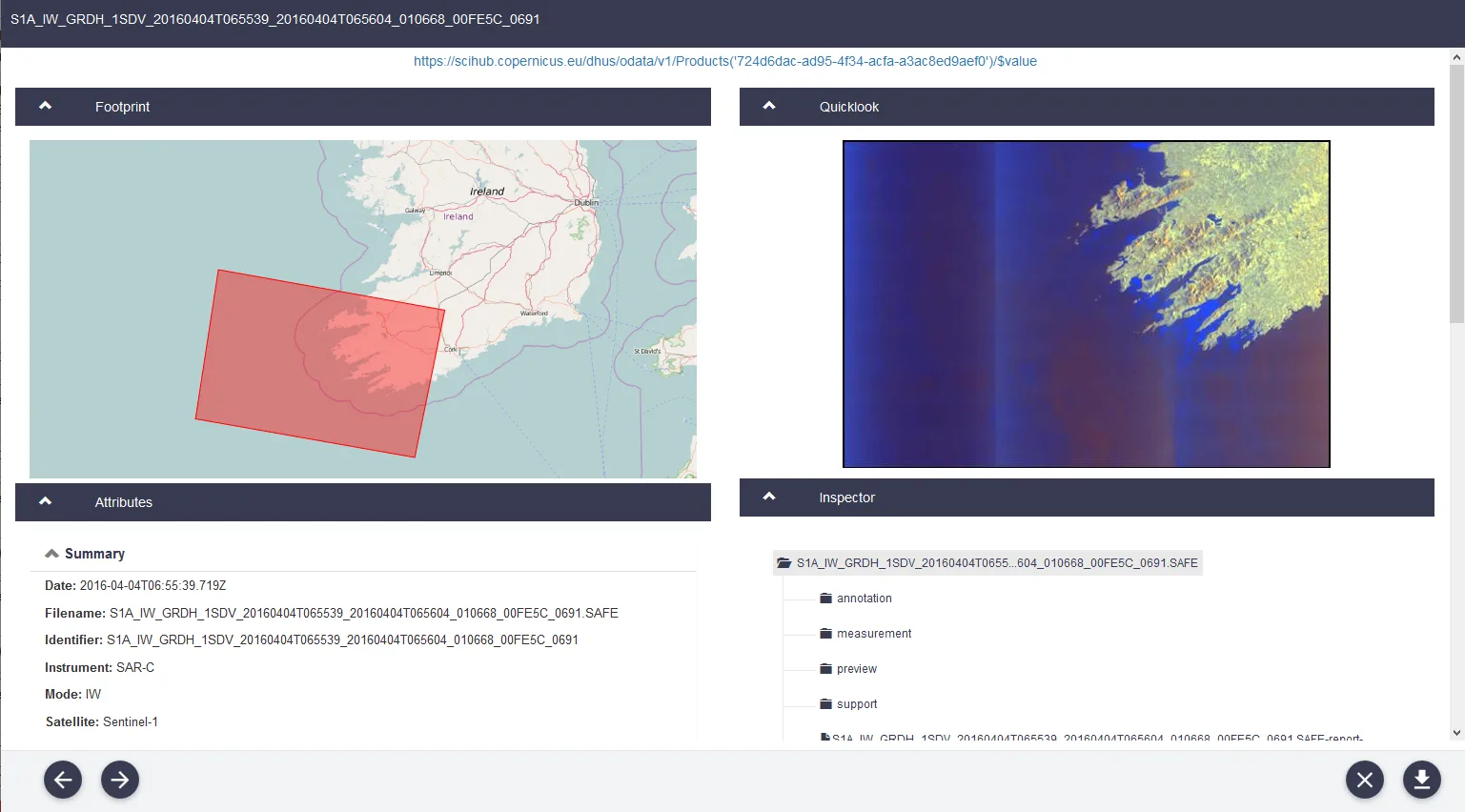 This is the download dialogue box on the ESA Copernicus website.