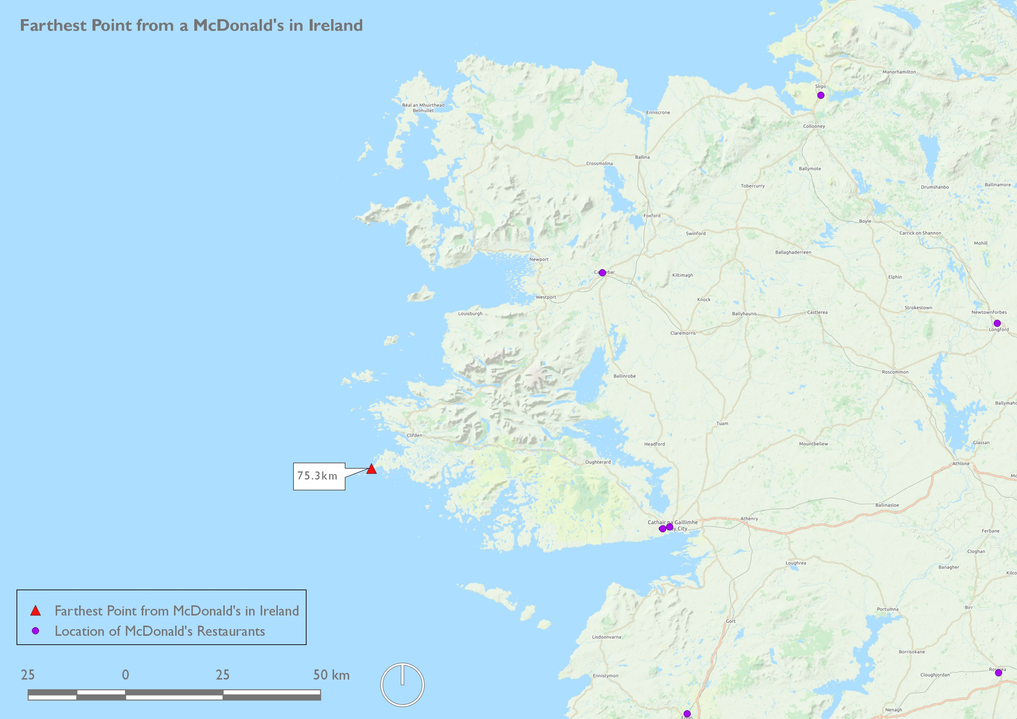 Farthest from McDonald's-Ireland