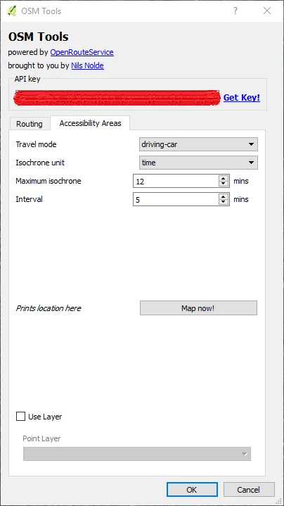 OpenRouteService QGIS Dialog